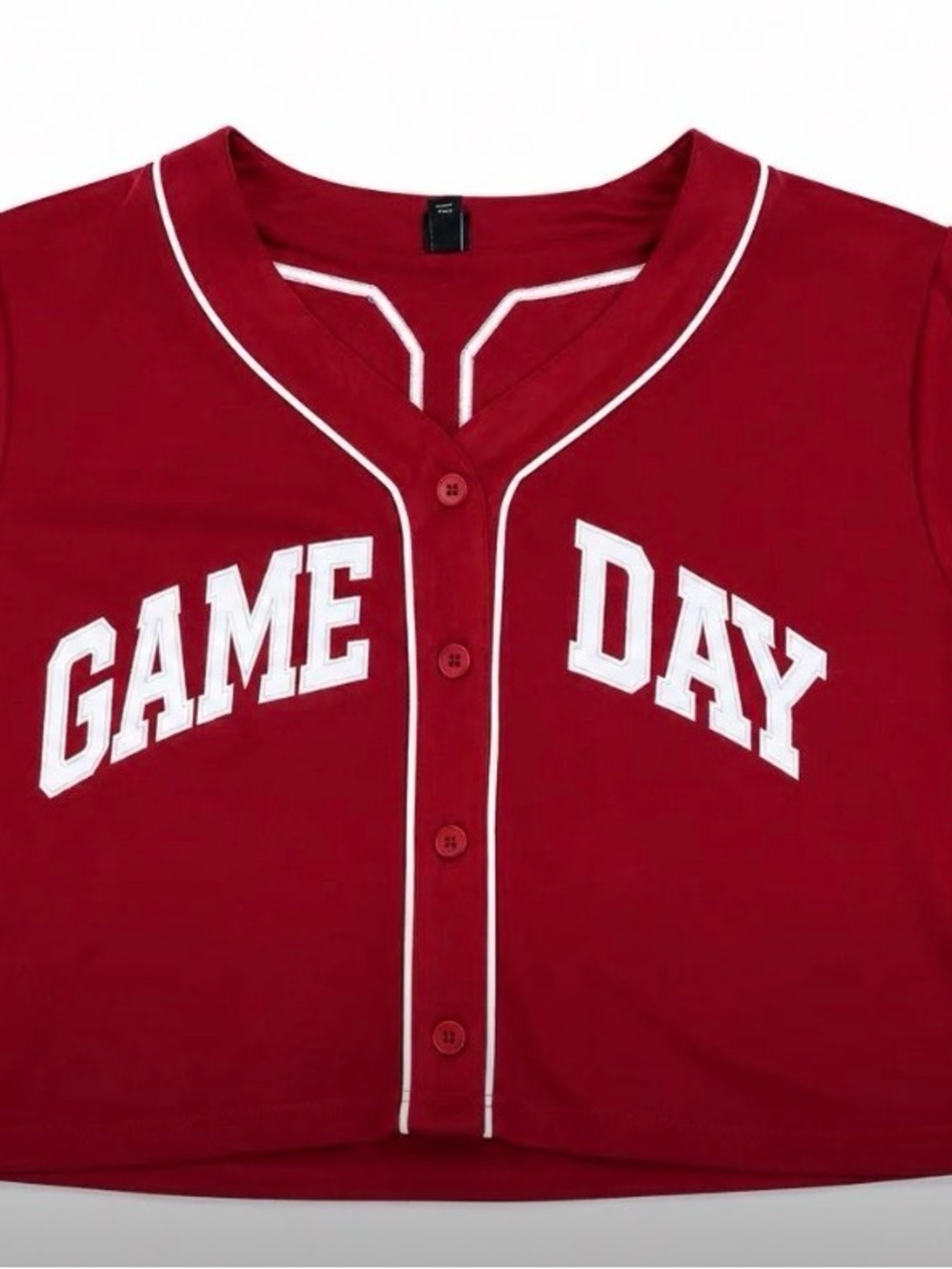 wild fable Red Button-Front GAME DAY Crop Top-medium oversized